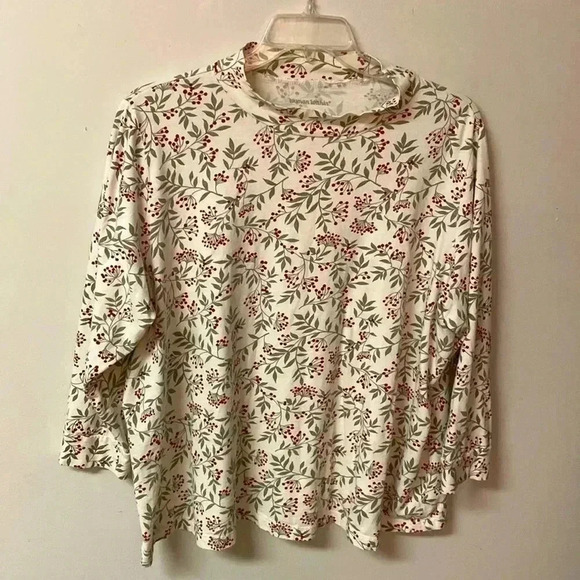 Woman Within Mock Turtleneck Holly Berry & Hunter Green‎ 2X  Pullover Blouse - Picture 1 of 11